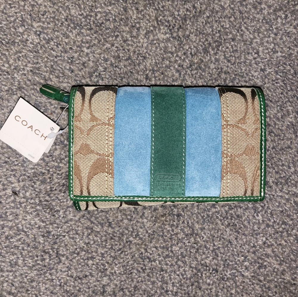 NWT Sig C Coach Min Stripped Wallet